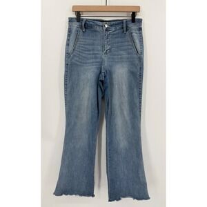 Judy Blue Jeans‎ Womens 9/29 Blue Wide Leg Frayed Hem Denim REad